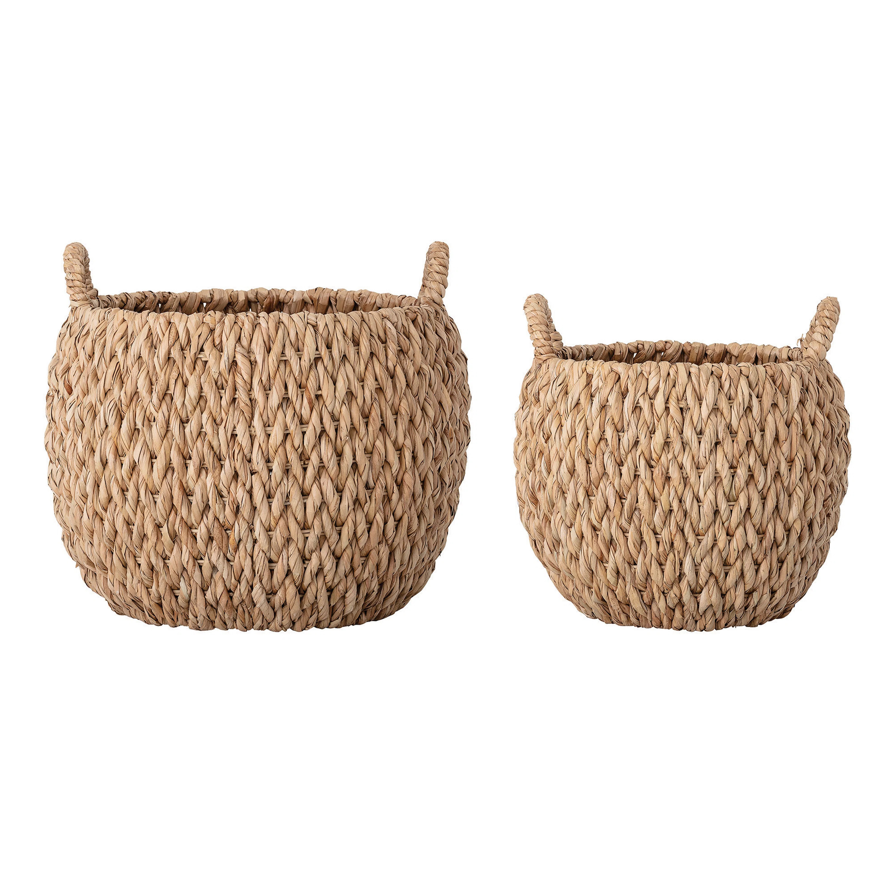 Round Hand-woven Water Hyacinth Basket Storage with Handles | Wayfair North America