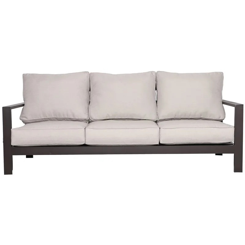 Atlantis Aluminum Frame Sofa in Brown with Beige/Off White Cushion | Walmart (US)