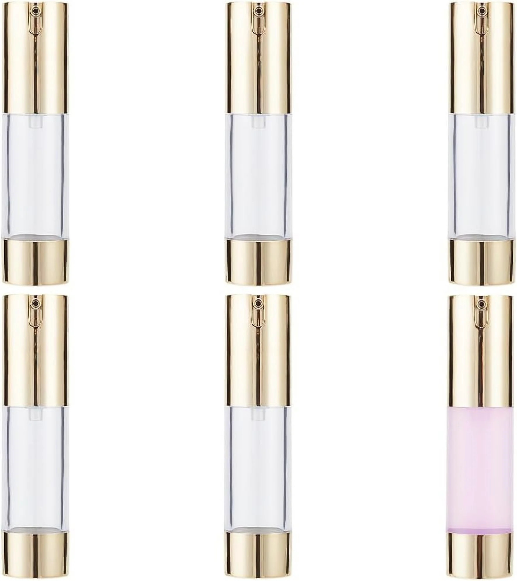 6-Pack 15ml (0.5oz) Gold Airless Vacuum Pump Bottles | Walmart (US)