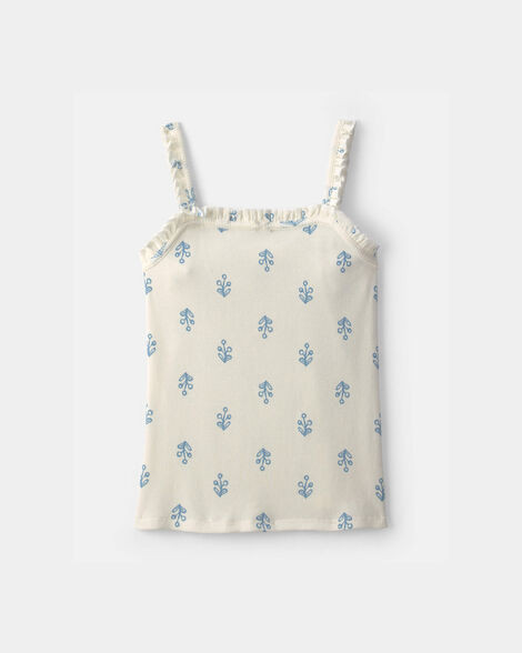 Girls Floral Ribbed Ruffle Tank - Ivory - OshKosh B'gosh | Carter's | Carter's Inc