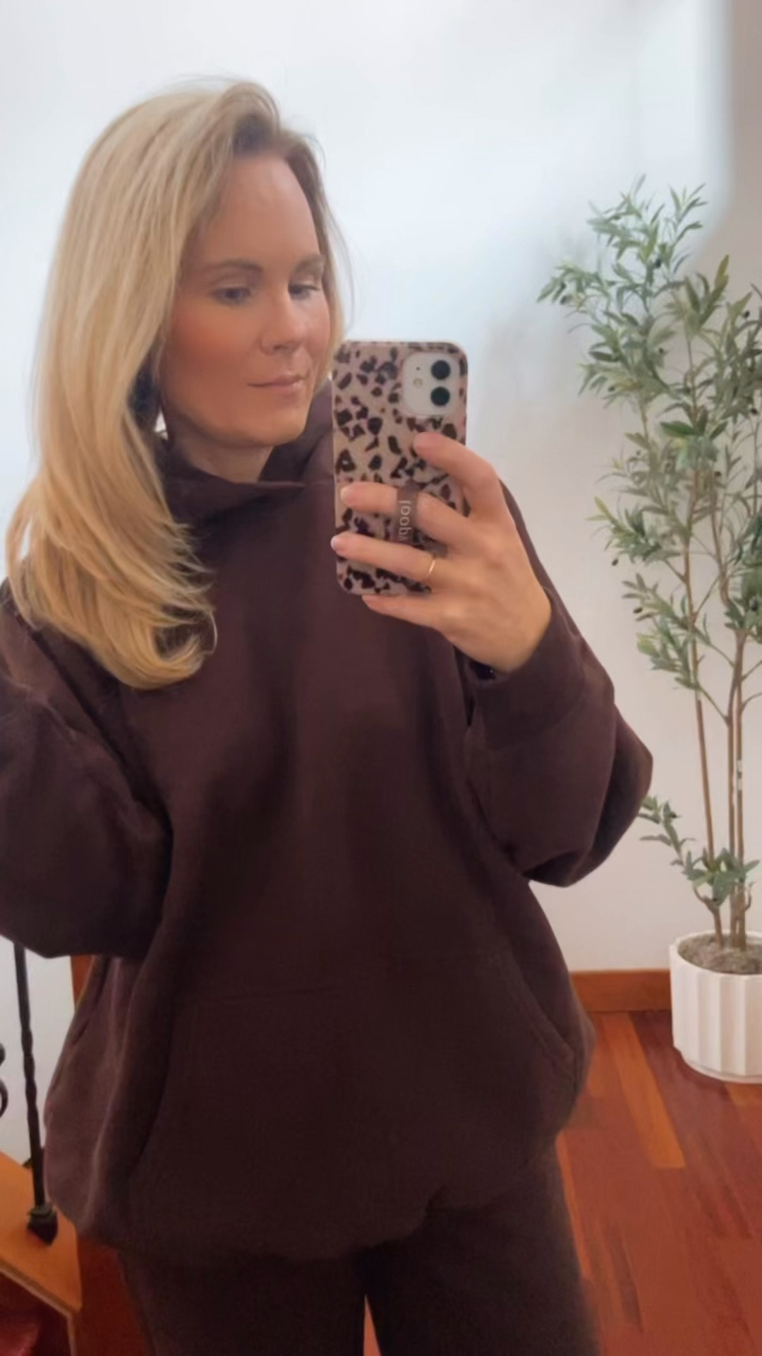 This is the mega set from Aritzia sweatshirt size large, which is definitely oversized on me, but I love how big and puffy it is and comfy. Something that you can just lounge around in the house in and I just love this chocolate brown colors. It’s so I’m trying for right now and then I paired it with the homestretch Chocolate brown pants in the smooth. They are so incredibly comfortable. I ended up buying two more pairs the other day. ￼

#LTKmomlife #LTKOver40 #LTKSeasonal