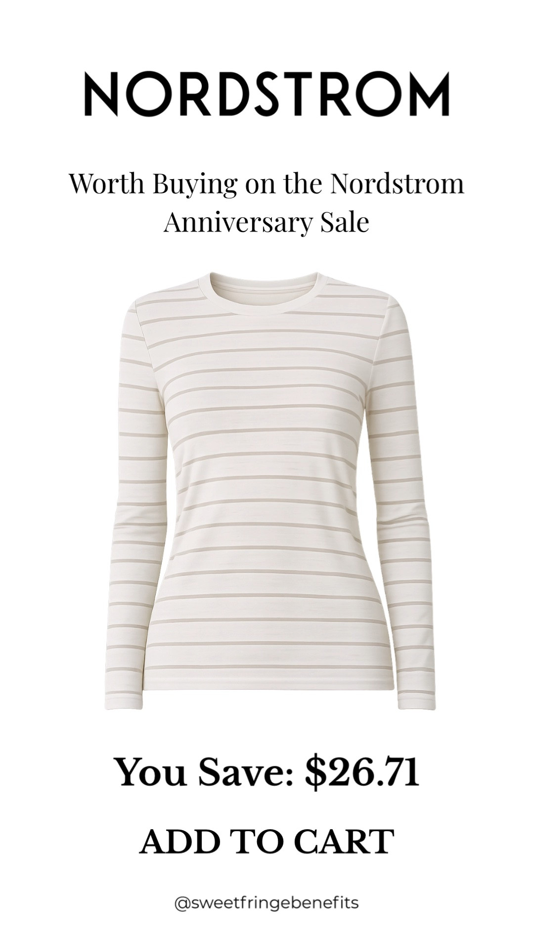 This striped long sleeve tee is one of those basics you'll reach for again and again. Soft, lightweight, and perfect for layering under jackets, cardigans, or wearing on its own—and it's a great buy during the Nordstrom Anniversary Sale with over $26 in savings.

💡 LTK MADE EASY
❤️ Heart = Support my posts!
🔖 Save = Get sale & restock alerts
📋 Lists = Keep favorites organized
📲 Share = Send lists and products to a friend. Hello, Christmas List!
💬 Comment = Ask me anything about what I'm wearing.:-)

#LTKOver40 #LTKSaleAlert #LTKgrwm