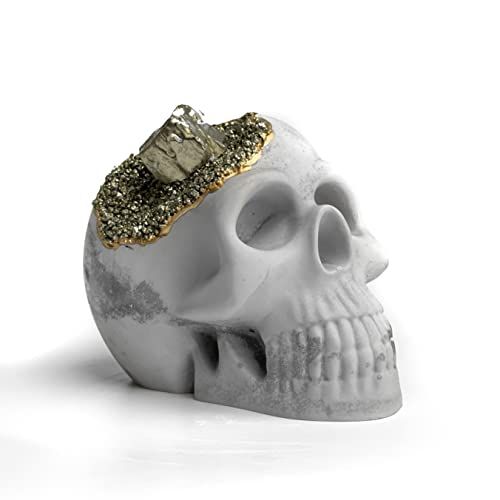 Pyrite Crystal Skull Head, 4.7" Large Natural Realistic Big Concrete Sculpture Healing Energy Reiki  | Amazon (US)