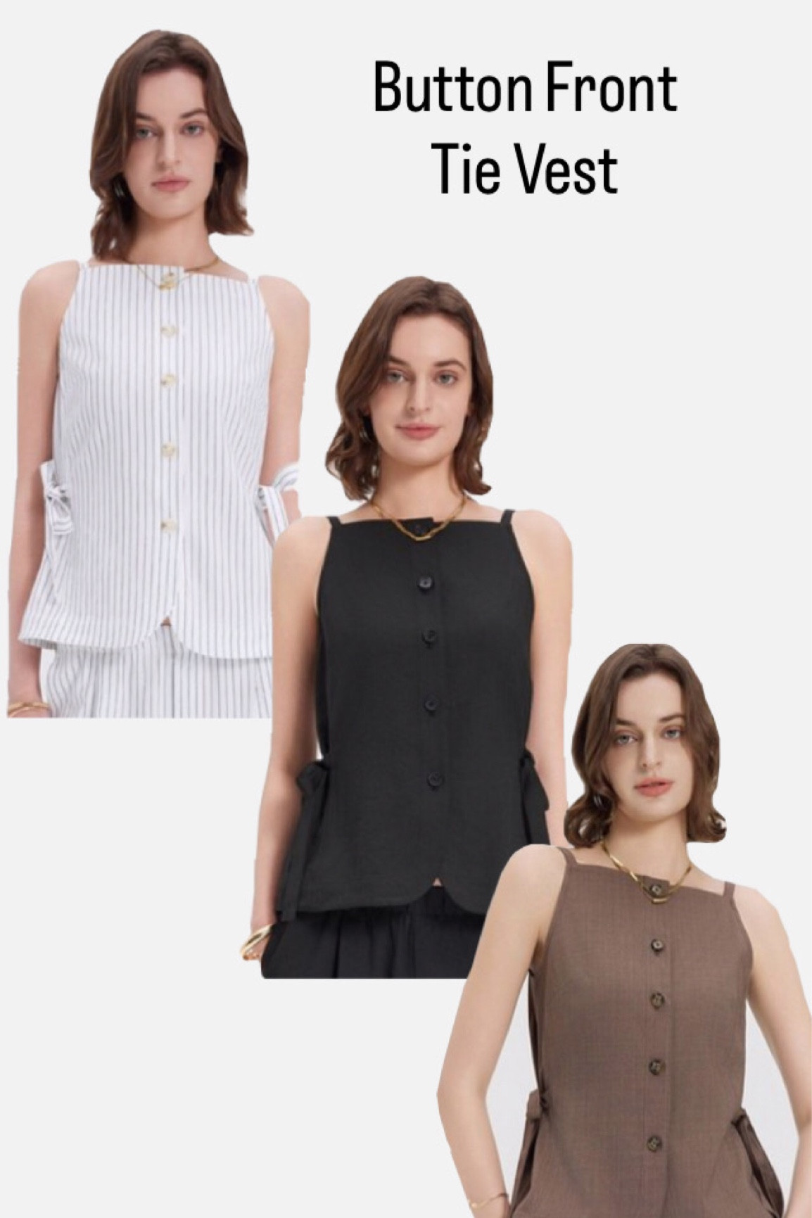 Button Front Tie Vest