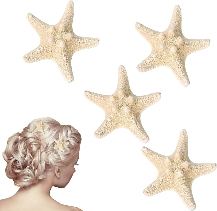4 Pcs Starfish Hair Clip Resin Beach Sea Star Mermaid Hair Clips Accessories for Women and Girls | Amazon (US)