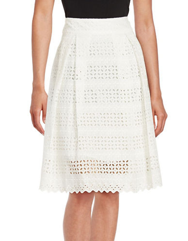 IVANKA TRUMP Pleated Eyelet Skirt | Lord & Taylor