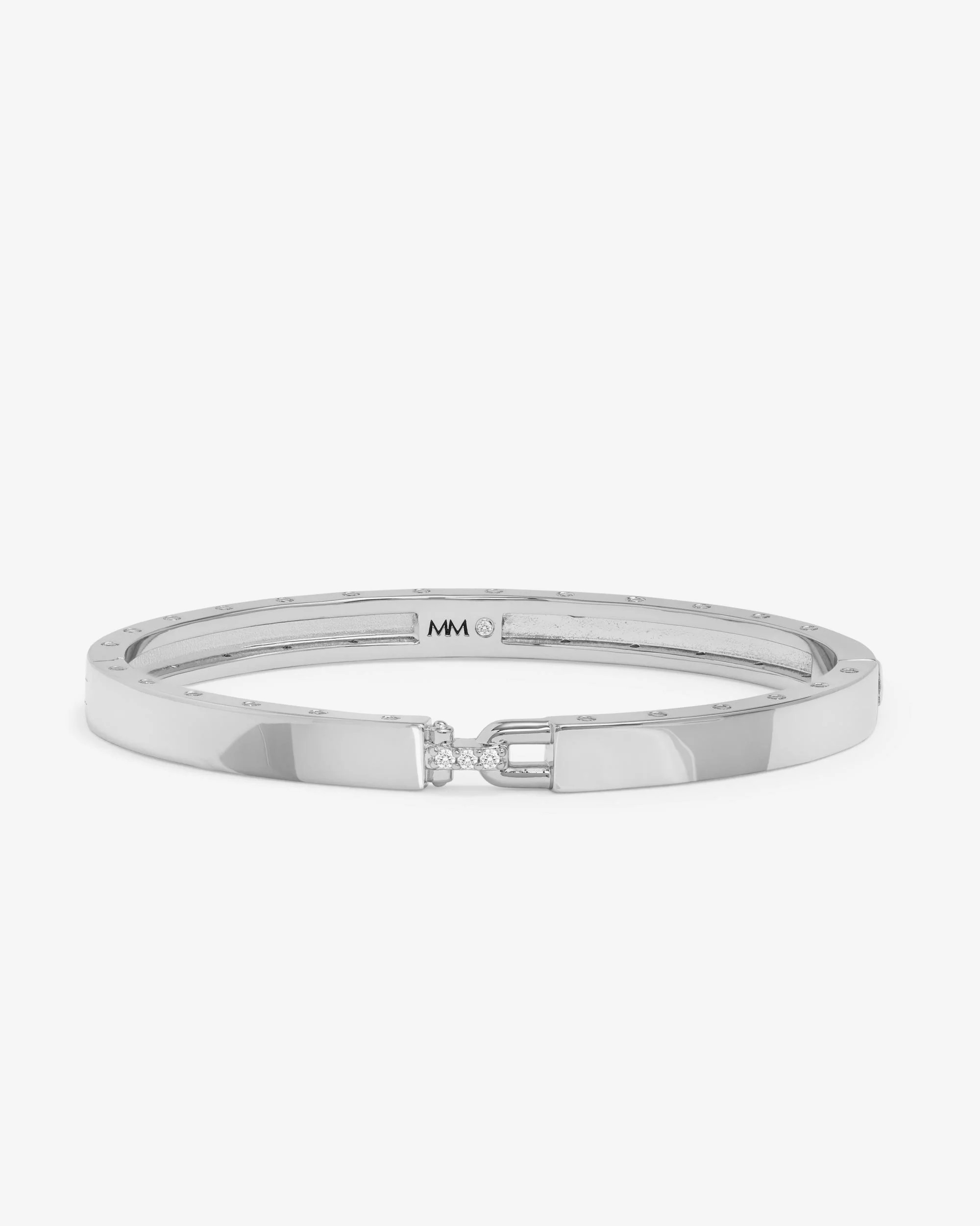Ashley Lock Cuff 6mm - Silver|White Diamondettes | Melinda Maria Jewelry