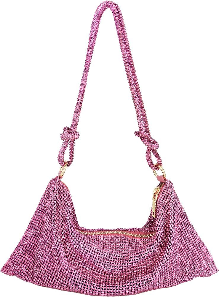 Sparkly Rhinestone Evening Bags for Womens, Chic Crystal Evening Purse Shiny Hobo bags Handbag | Amazon (US)