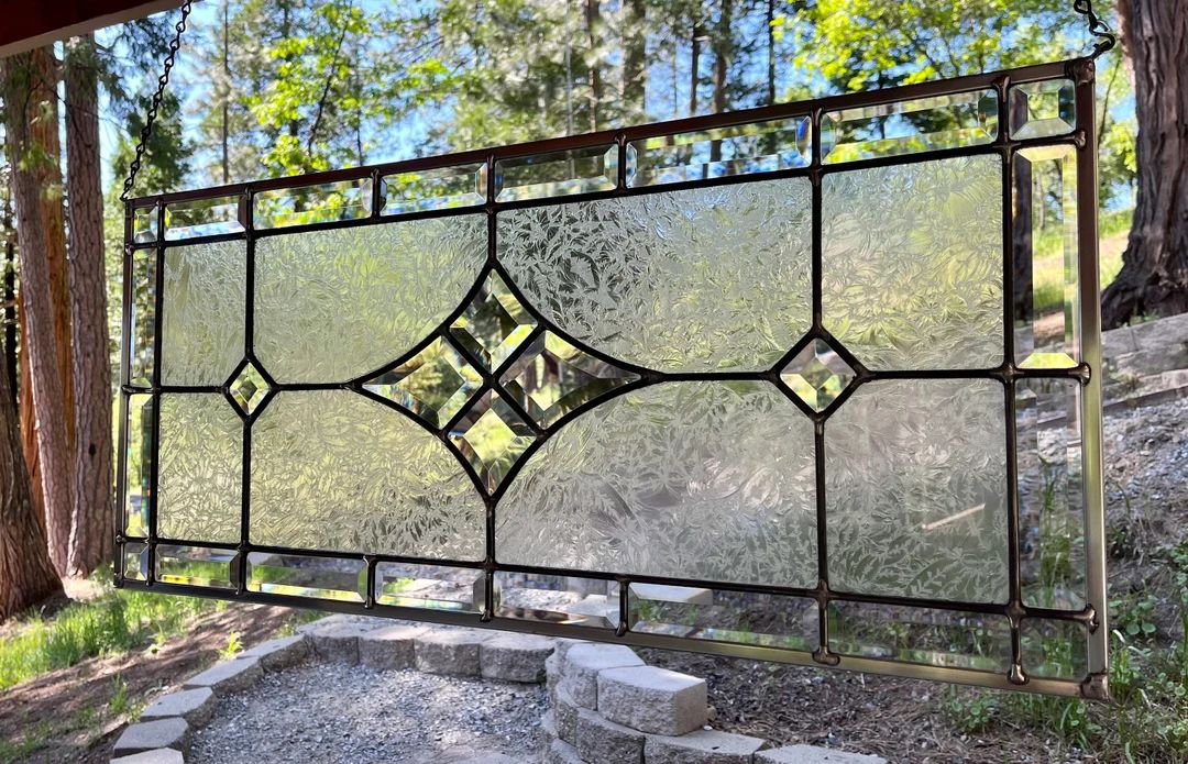 Beveled Diamond Stained Glass Window- Horizontal or Vertical display-Free Shipping | Etsy (US)