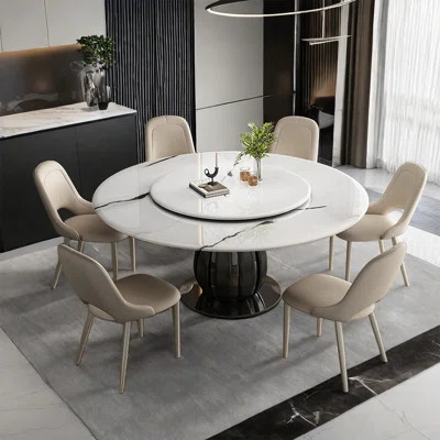 Artificial marble marble round dining table set | Wayfair North America
