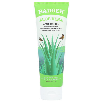 Badger, Aloe Vera, After Sun Gel, Unscented, 4 fl oz (118 ml) | iHerb