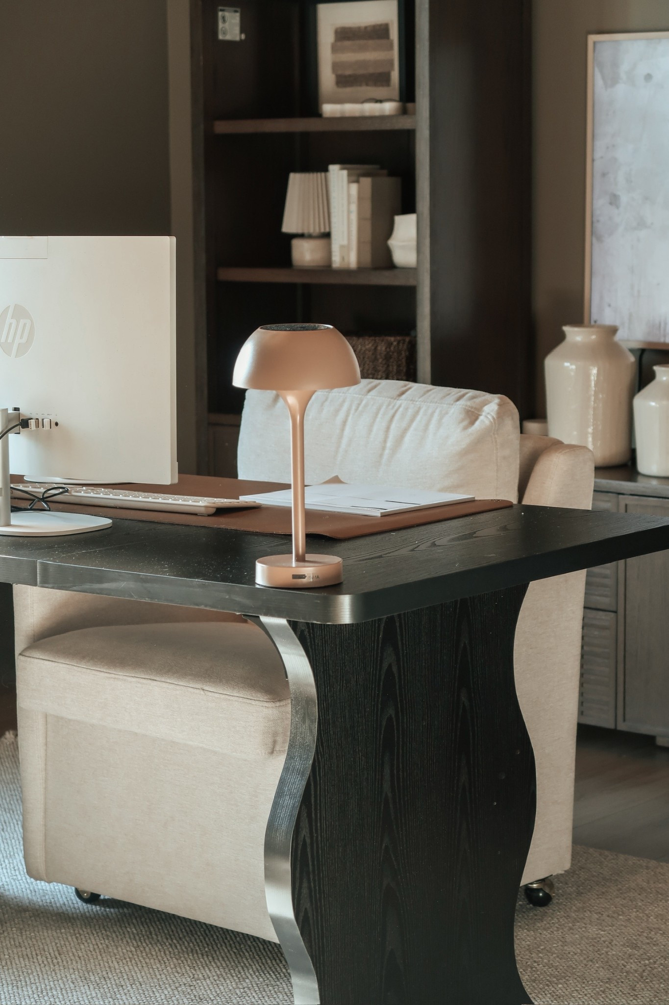 Absolutely loving this moody, organic modern office setup! 🖤✨ This stylish wavy desk is the perfect balance of form and function—bringing a unique touch while keeping the space sleek and minimal. And the best part? It’s super affordable!

Organic modern home office, organic modern, home office, moody office, minimal workspace, work from home, home office inspiration, Amazon finds, Amazon home. 

#LTKHome #LTKStyleTip