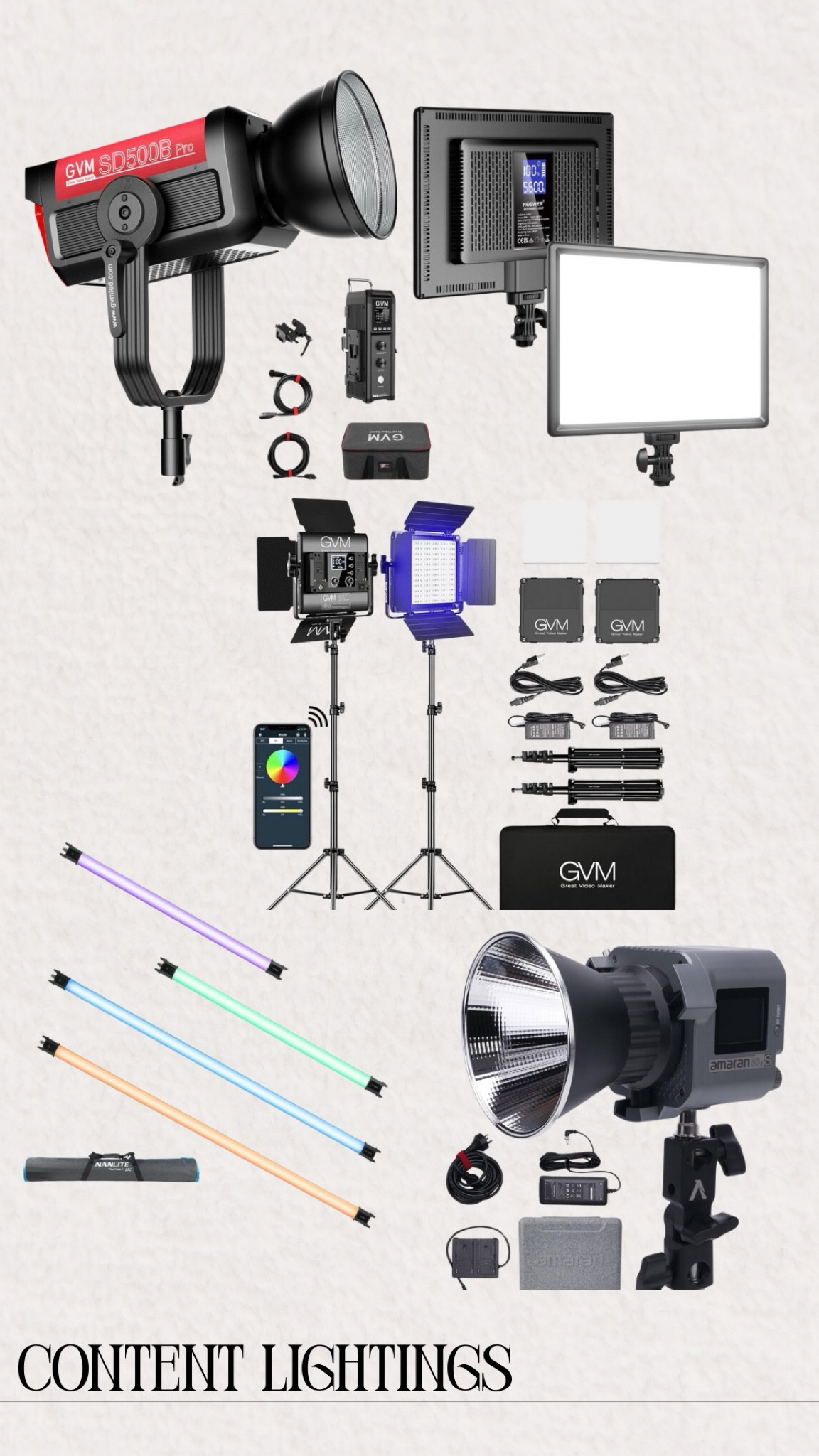 ALL THE LIGHTS I USE TO CREATE
CONTENTT