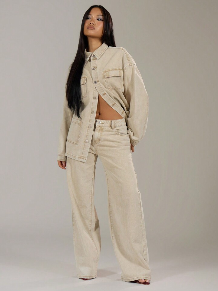 MUSERA Winter Clothes Washed Low Rise Baggy Denim Jeans Thanksgiving | SHEIN