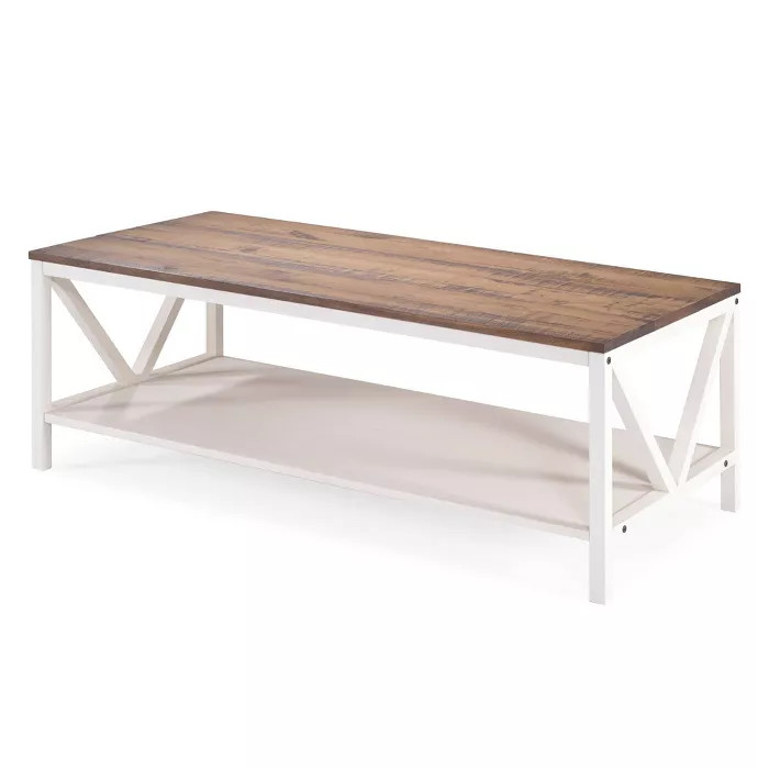 48" Two-Tone Distressed Wood Farmhouse Coffee Table - Saracina Home | Target