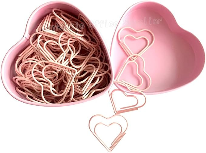 52 PCS Heart Shape Nonskid Paper Clips,Color Decorative Paper Clips,Creative Office Item | Amazon (US)