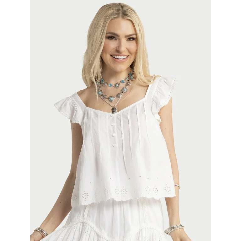Jessica Simpson Women's Kera Pintuck Blouse, Sizes XS-XL | Walmart (US)