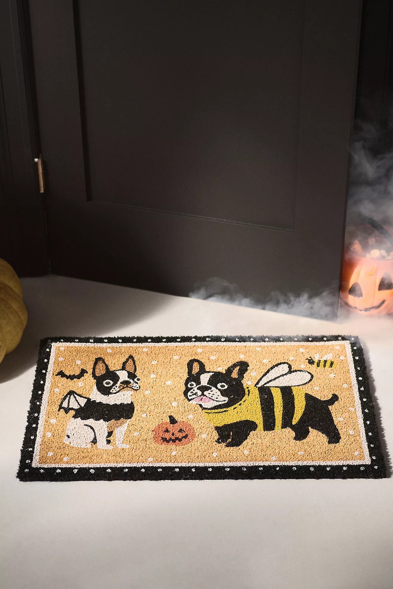 Halloween Frenchies Printed Coir Doormat | Anthropologie (US)