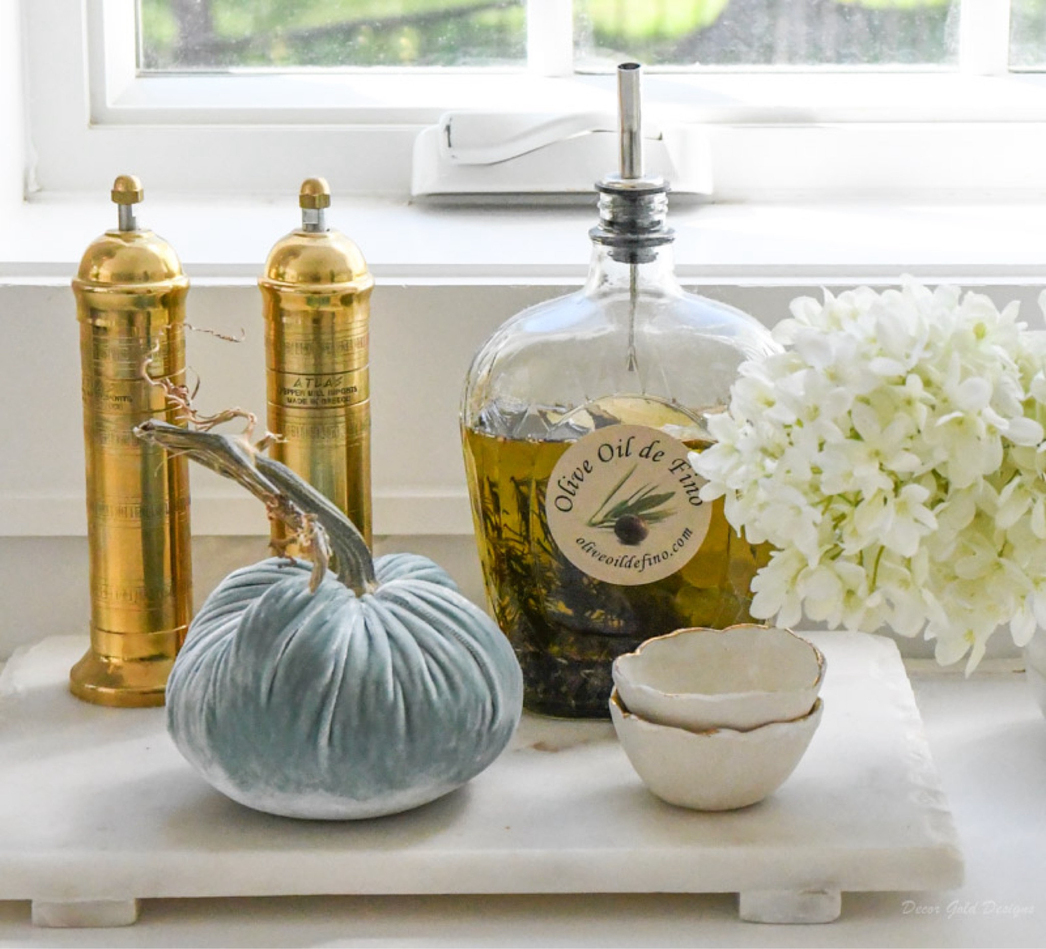 Velvet pumpkin fall decor
Kitchen styling ideas 
Brass salt and pepper grinder 
Marble board
Faux hydrangeas 
Hot Skwash

#LTKhome