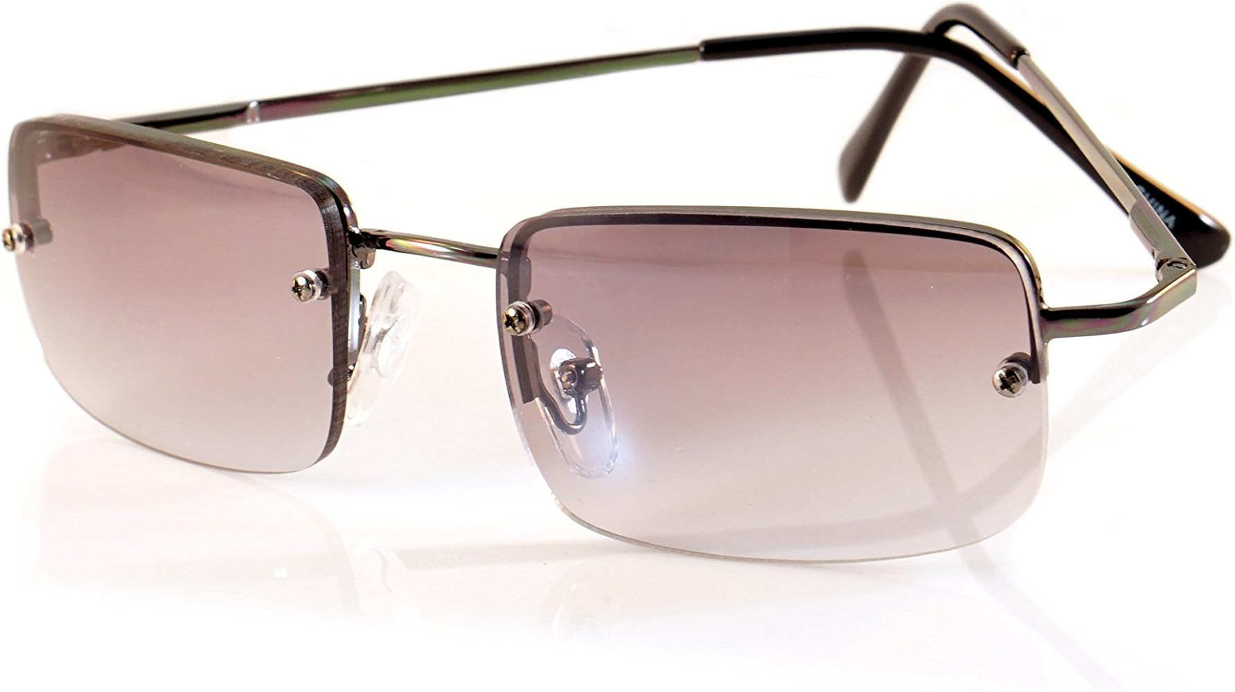 Classic Minimal Design Lightweight Rimless Rectangle Metal Frame Sunglasses (Clear and Tinted for X- | Amazon (US)