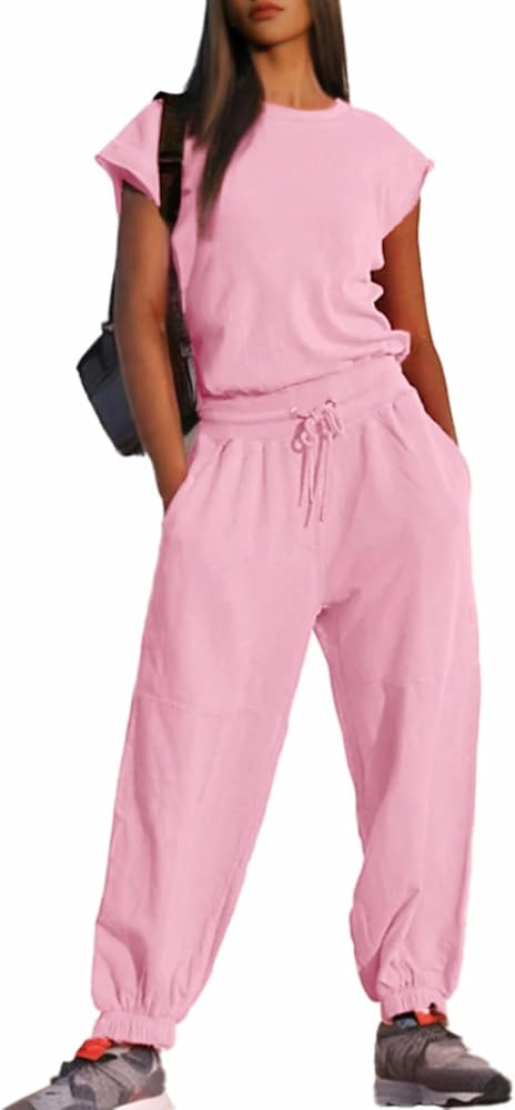 Glamaker Women's Casual Sleeveless One Piece Jumpsuits Loose Open Back Workout Onesie Summer Outf... | Amazon (US)