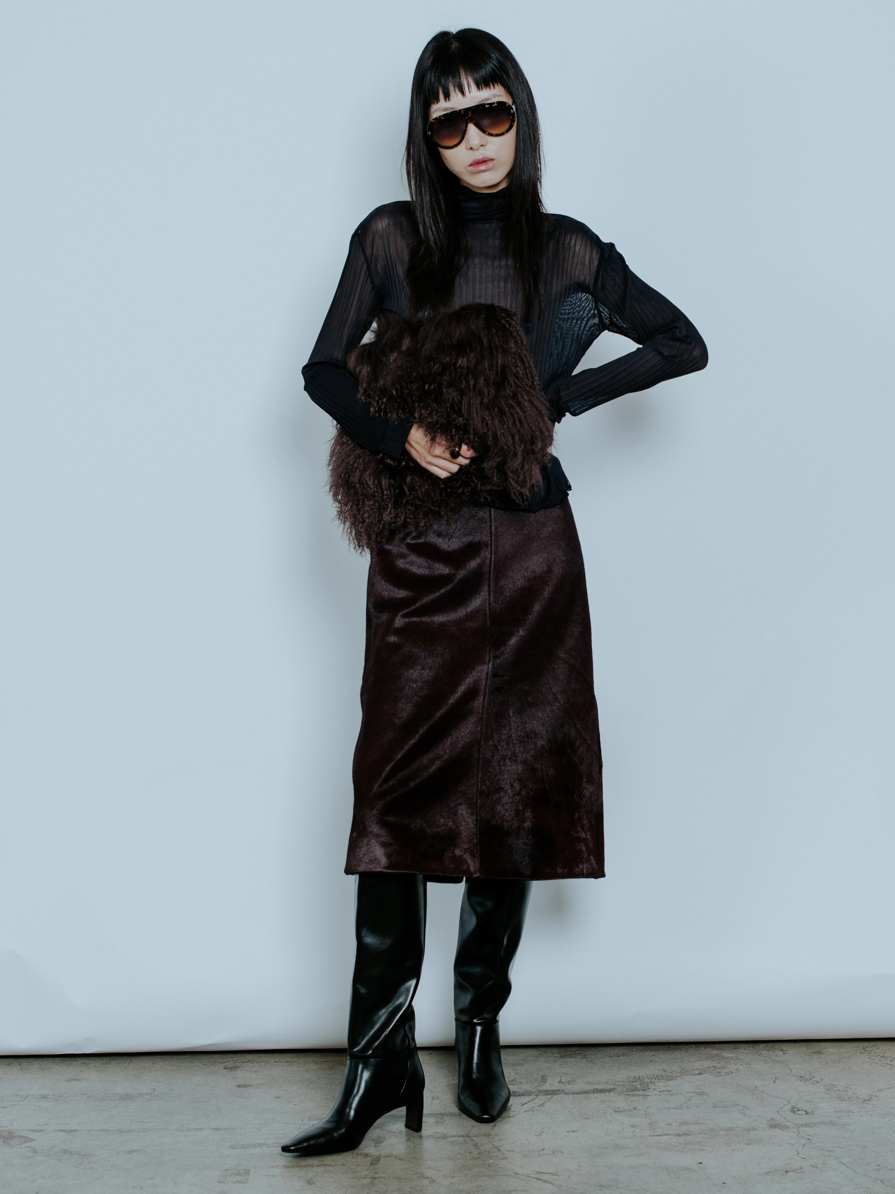 JETT CALF HAIR SKIRT BURGUNDY | Centre Piece