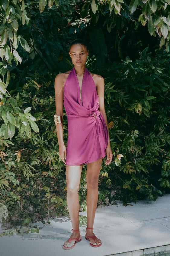 KNOTTED HALTER MINI DRESS | Zara US