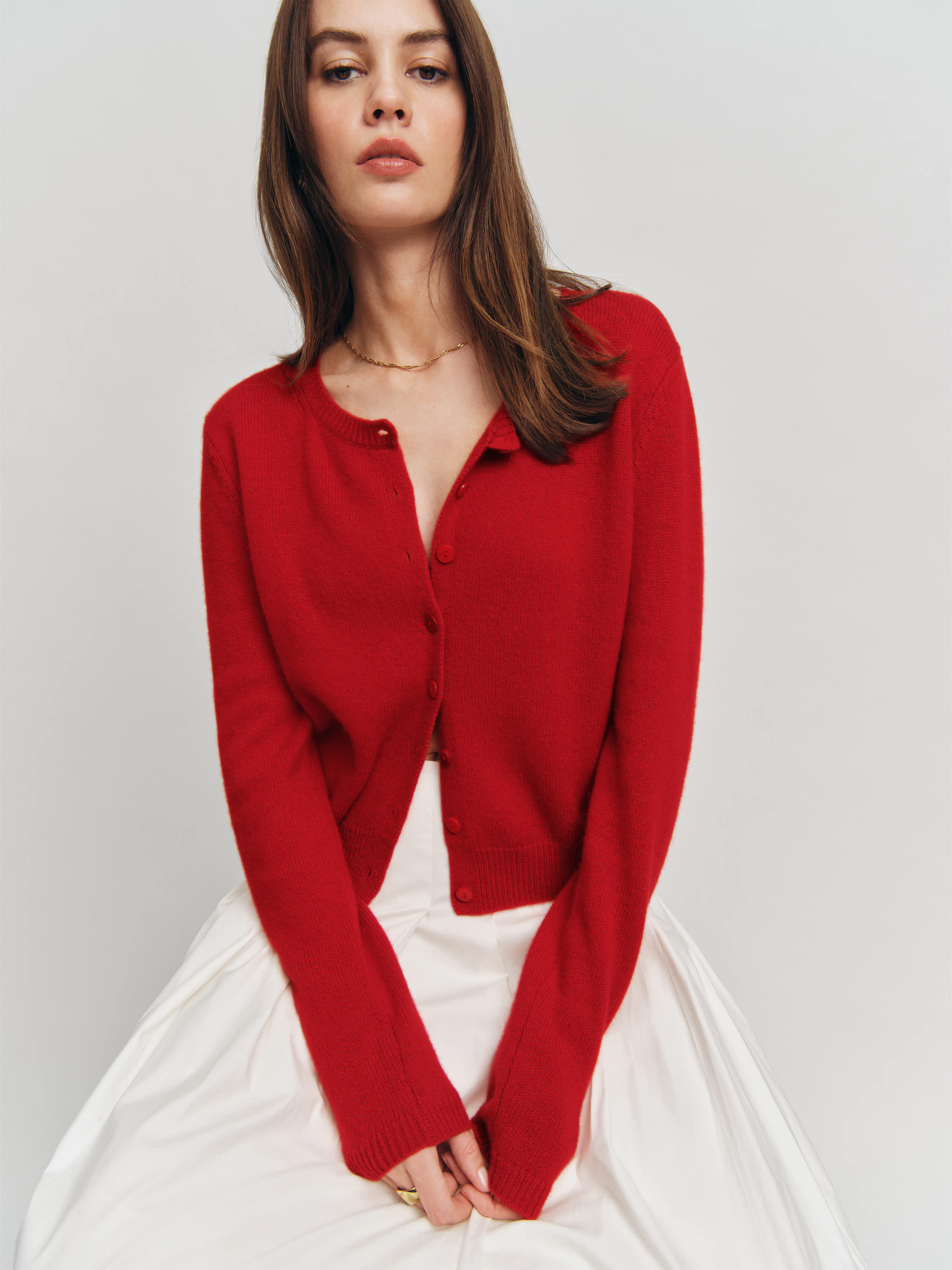 Clara Cashmere Crew Cardigan | Reformation (Global)