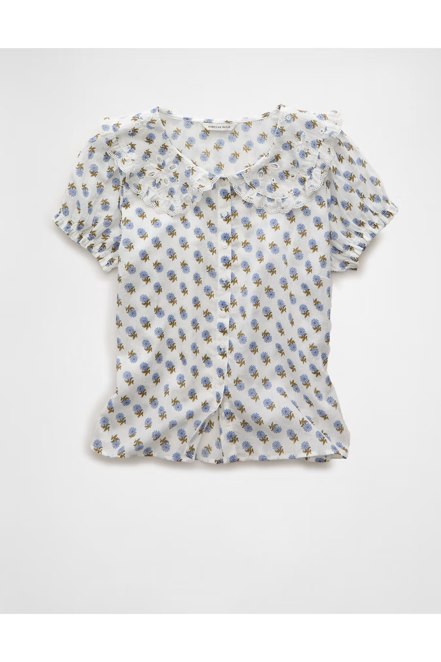 AE x The Summer I Turned Pretty Collared Puff Sleeve Blouse Women's Multi XXS | American Eagle Outfitters (US & CA)