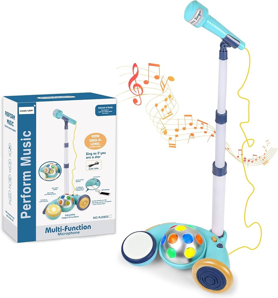 Kids Microphone with Stand, Karaoke Microphone for Kids Singing Along with Flashing Stage Lights,... | Amazon (US)