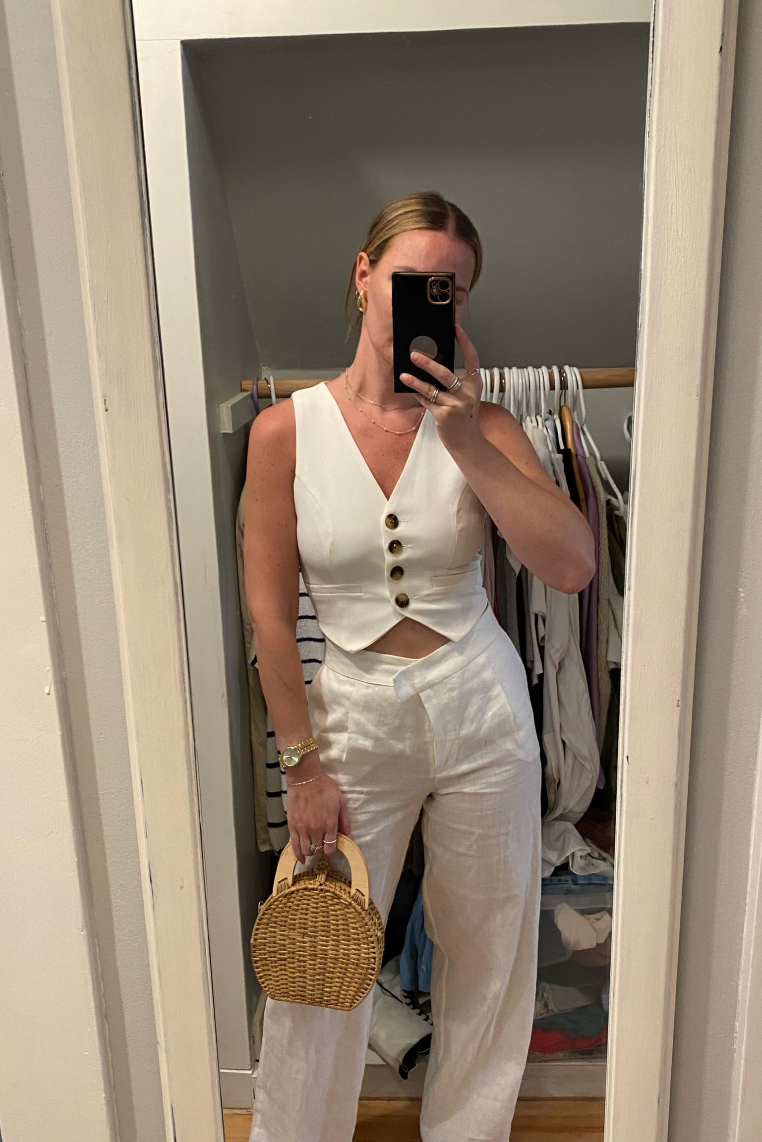 All white linen trouser and vest Vacation outfit 

#LTKfit #LTKstyletip