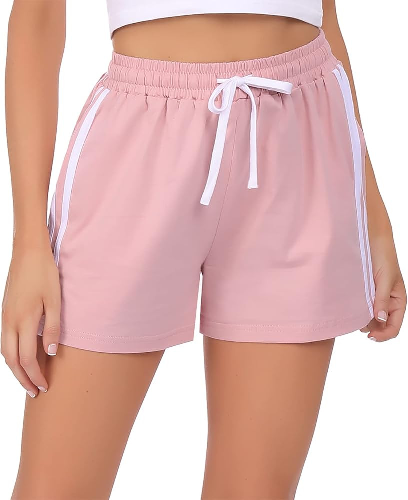 Frcdaunrs Women Cotton Shorts Casual Sweat Shorts Pocketed Running Shorts Drawstring Lounge Jerse... | Amazon (US)