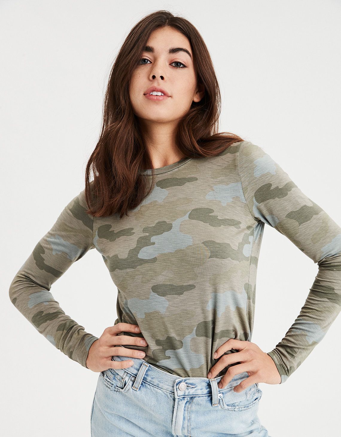 AE Soft & Sexy Long Sleeve Layering T-Shirt | American Eagle Outfitters (US & CA)