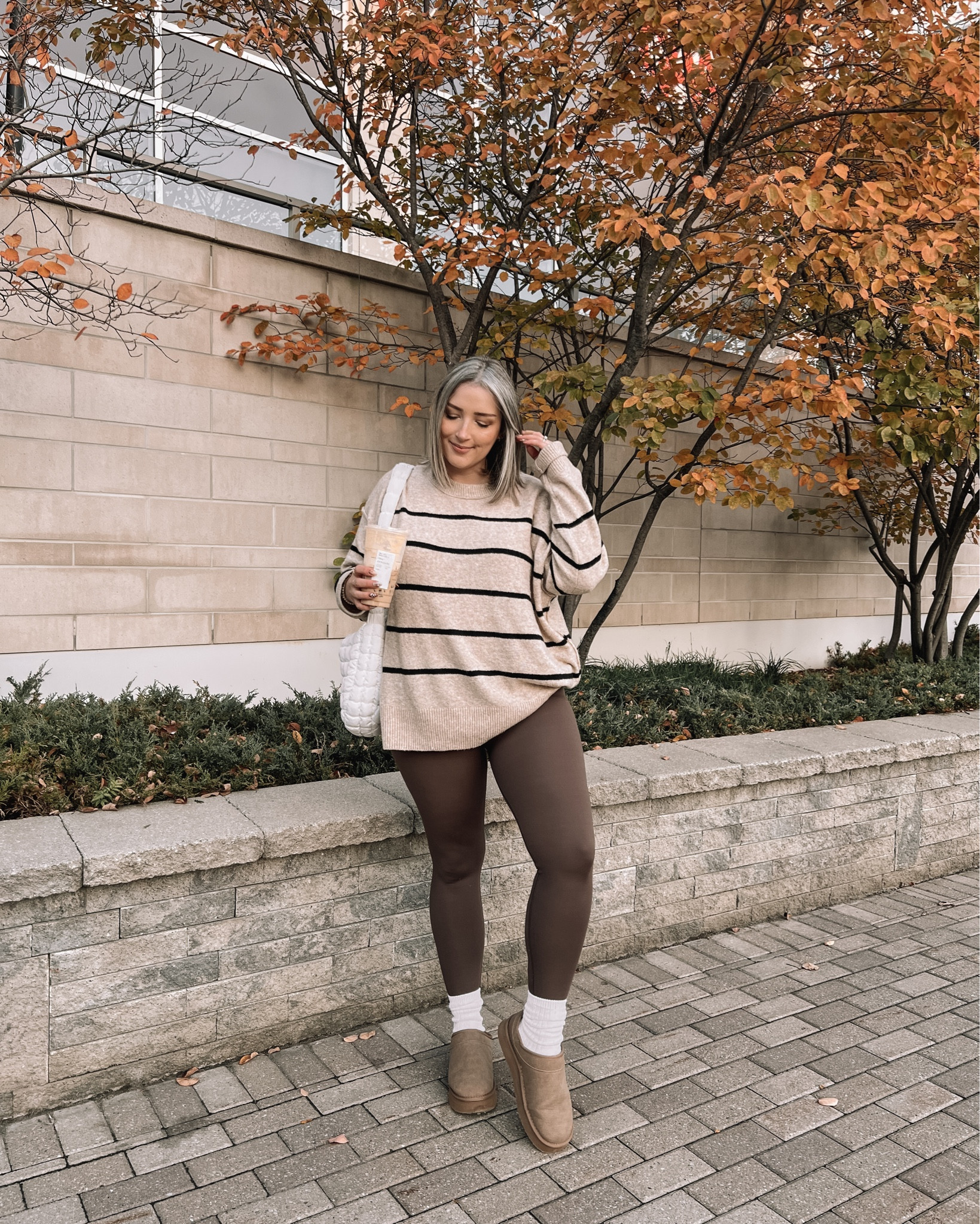 Comfy casual fall outfit - oversized striped sweater 29% off (size large), brown leggings (medium), Amazon puffer tote bag, Ugg inspired platform mini boots

Midsize fall fashion, fall outfits, everyday style


#LTKSeasonal #LTKmidsize #LTKsalealert