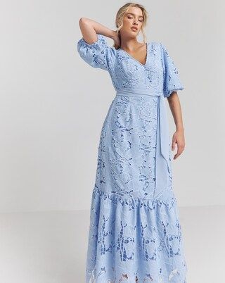 Joanna Hope Blouson Sleeve Belted Lace Dress | Simply Be | Simply Be (UK)