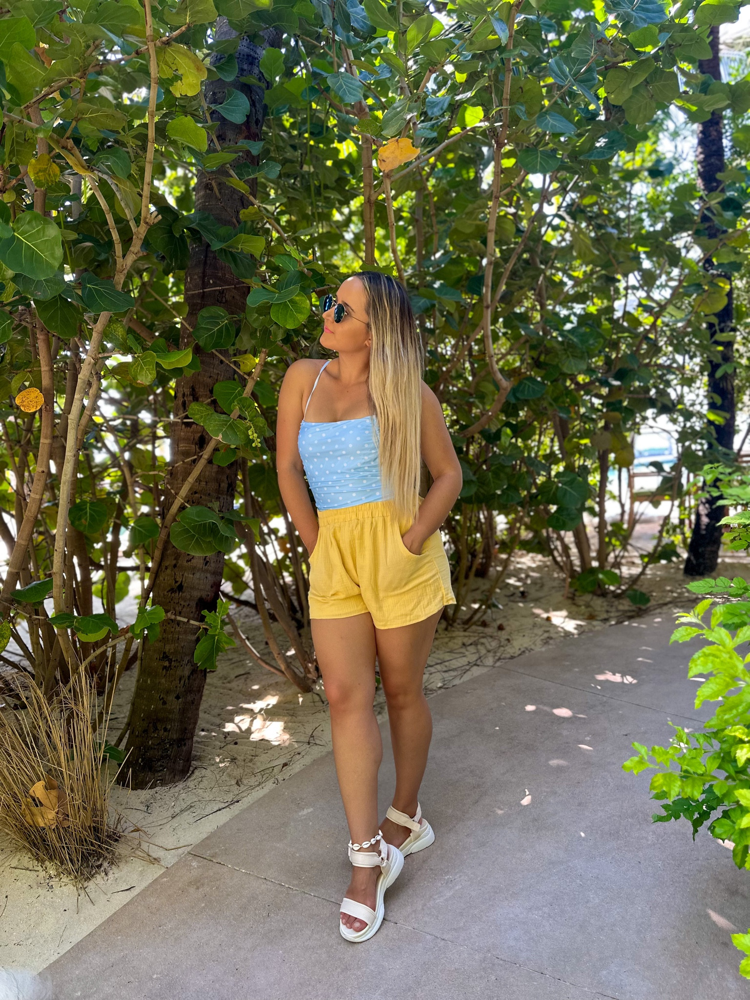 One of my beach day looks from our family cruise. Since it was a family vacation with kids I went with this cute conservative one piece and two piece short sets✨ Brought every color in hair claws! 
#vacation #swim #bathingsuit #getaway #familyvacation #conservative #girly #polkadot #vacationoutfit #cruise 



#LTKtravel #LTKfindsunder50 #LTKswim