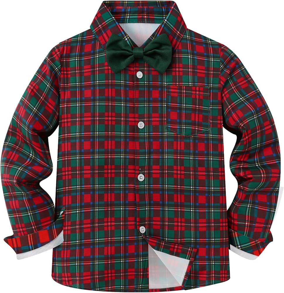 YALLET Boys Long Sleeve Shirts Button Down Print Dress Wedding Outfits Formal Casual Clothes with... | Amazon (US)