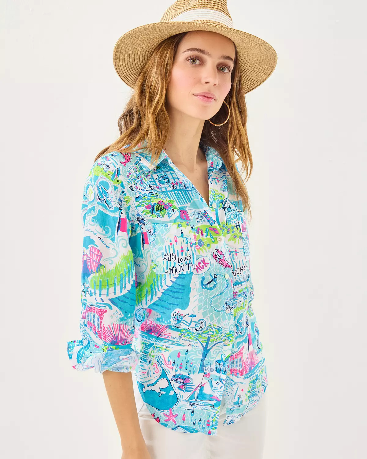 Sea View Linen Button Down Shirt | Lilly Pulitzer