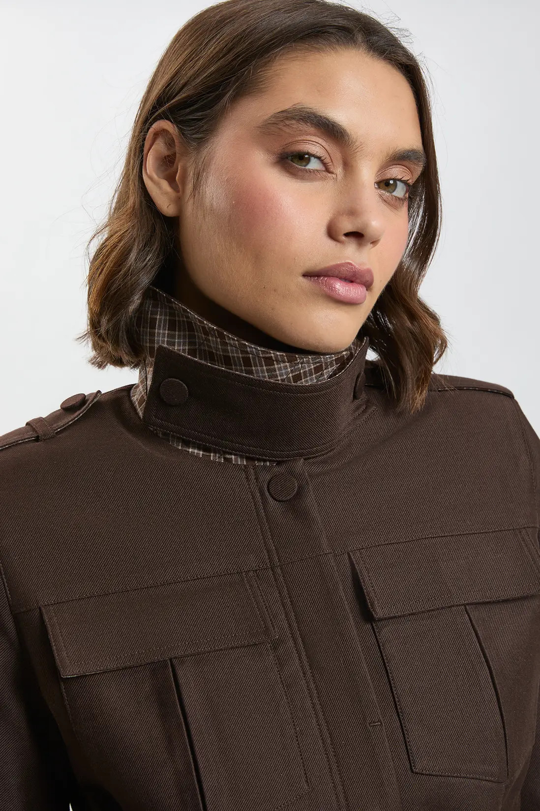Stretch Twill Belted Safari Tailored Jacket | Karen Millen