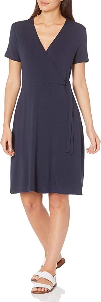 Amazon Essentials Women's Cap-Sleeve Faux-Wrap Dress | Amazon (US)