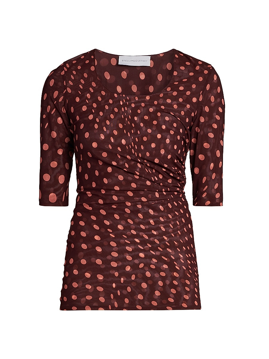 Women's Polka Dot Mesh Top - Burgundy Pink - Size XL | Saks Fifth Avenue
