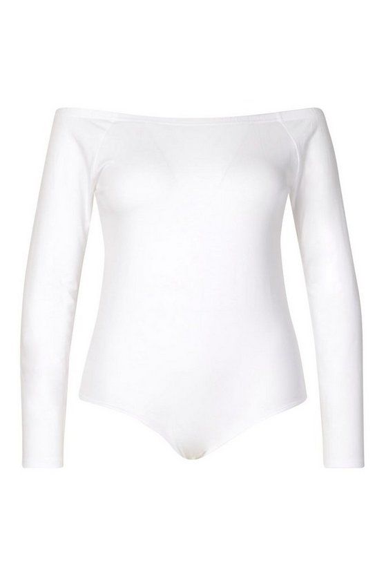 Plus Basic Off The Shoulder Long Sleeve Bodysuit | Boohoo.com (US & CA)