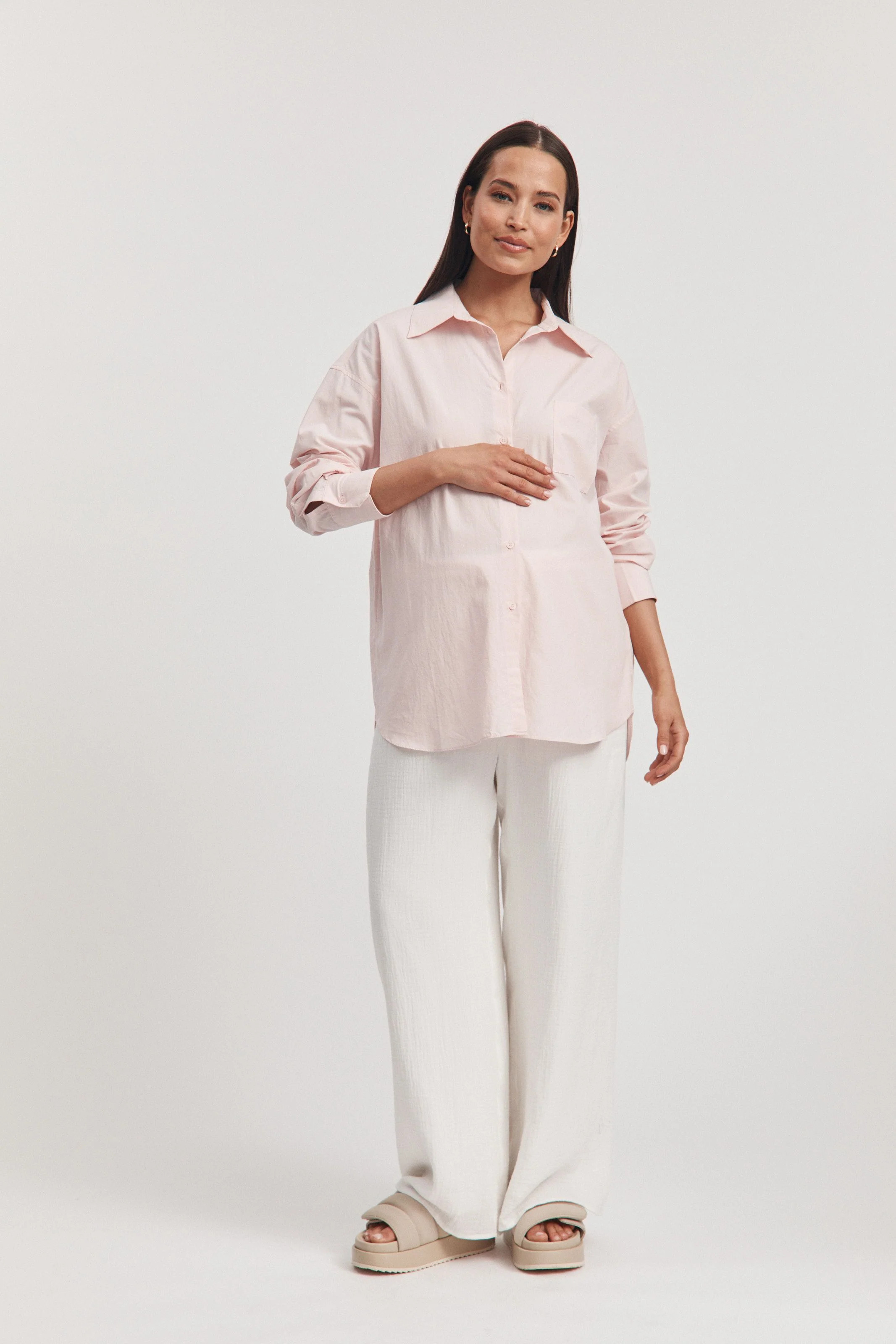 Cotton Gauze Holiday Pant (White) | Legoe Heritage Maternity APAC
