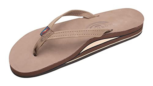 Rainbow Sandals Women’s Double Layer Premier Leather Narrow Strap w/Arch, Dark Brown, Ladies 10/9.5-10.5 B(M) US | Amazon (US)