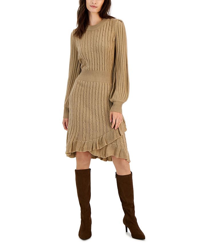 Taylor Women's Cable-Knit Asymmetrical-Hem Sweater Dress & Reviews - Dresses - Women - Macy's | Macys (US)