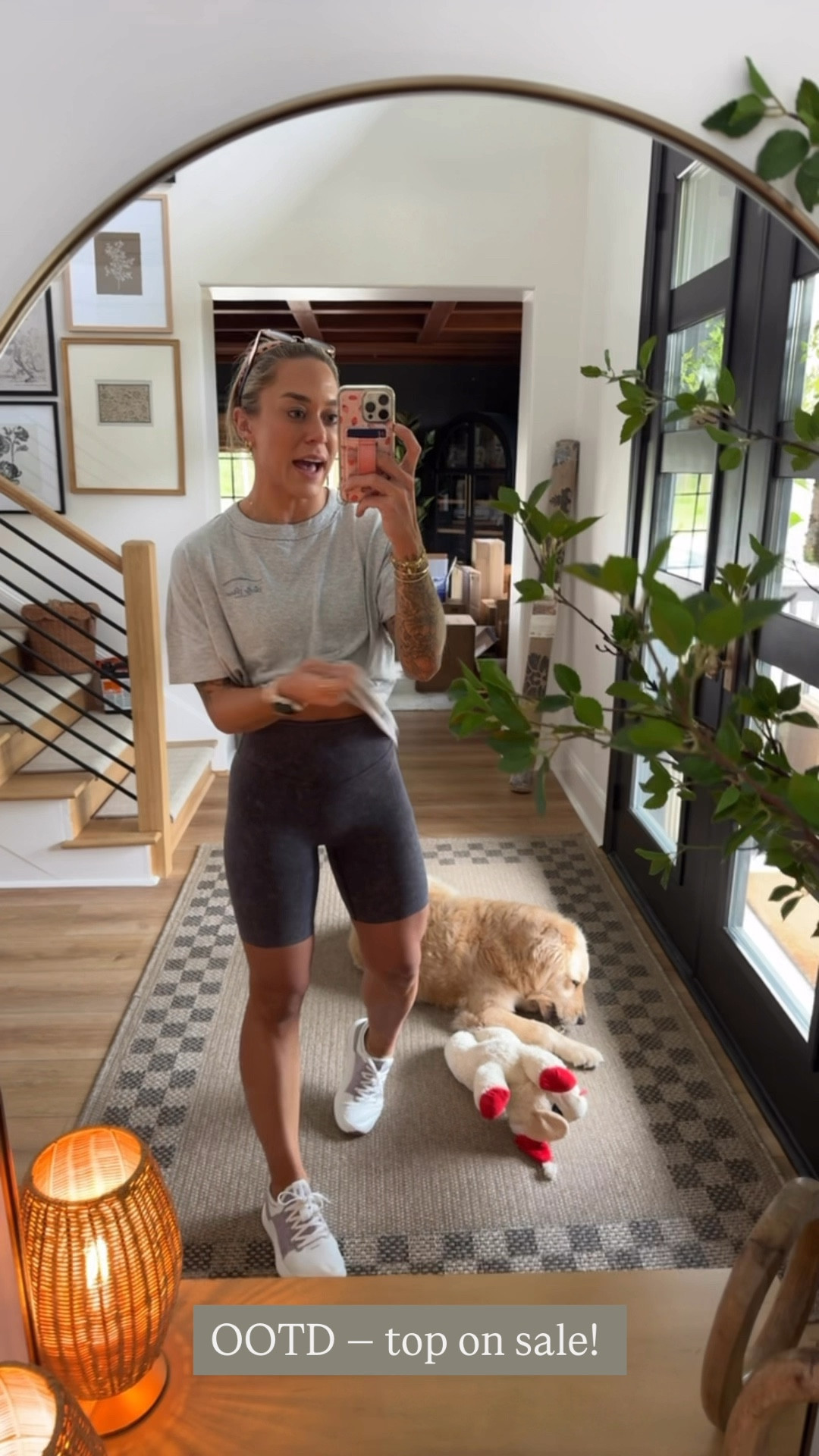 Post workout OOTD✨ love this tee & it’s on sale currently! Runs super oversized, in the XS😳 S in the Vitality ribbed biker shorts (very compressive) - code HOLLEY10 to save! 

& my Allbirds for sneakers 🤎 I’ll have a code this week! 

Casual / comfy / athleisure / aerie / Holley Gabrielle 

#LTKSeasonal #LTKFindsUnder50 #LTKWatchNow