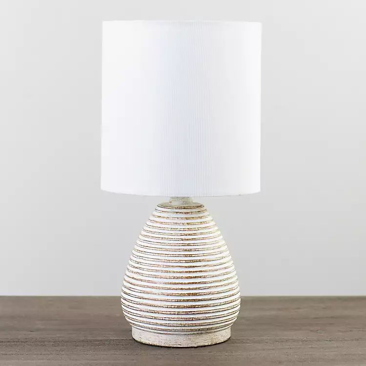 Natural White Stripe Table Lamp | Kirkland's Home
