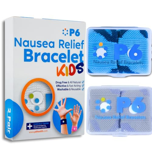 P6 Motion Sickness Bands for Kids Children’s Wristbands for Anti Nausea Sea Cruise Travel Car Sickness All-Natural Non Drowsy Relief Acupressure Treatment (2 Pair (Pack of 2), Royal Blue) | Amazon (US)