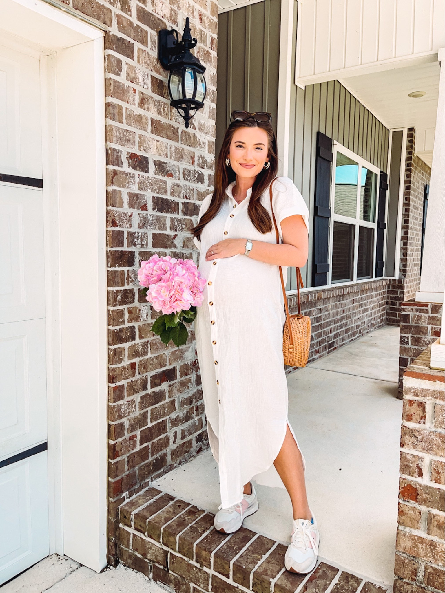Maternity / bump friendly / summer dress / white dress / casual / sneakers / trending now / amazon 

#LTKunder50 #LTKbump #LTKstyletip