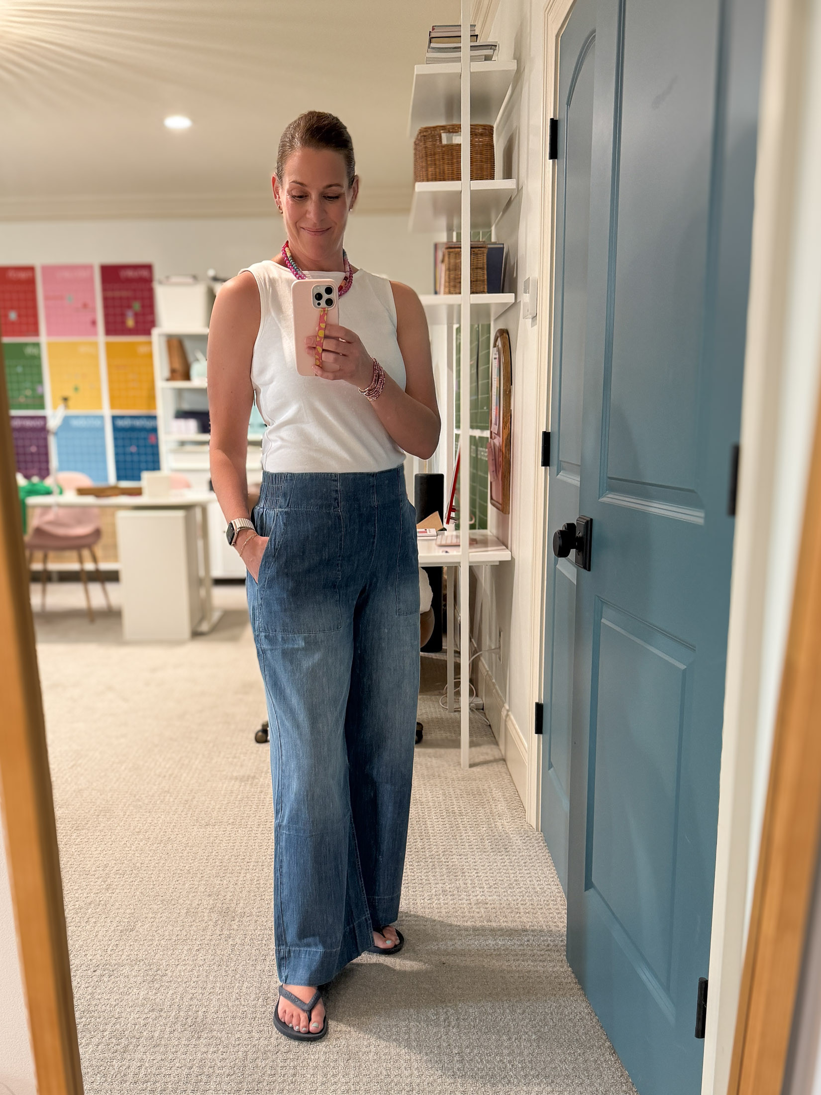Y'all, I ordered these jeans after getting an ad for them, and I was SKEPTICAL. But they are perfect! Lightweight, super comfy, and they are actually long enough for me. After reading the reviews, I sized up to a large (I'm normally a medium) and am glad I did because I wanted a baggier/flowy fit, and the large gives me a bit more length (I'm 5'9"). Under $40. I will be ordering another color for sure. #ootd #colorfuljewelry #gemstonenecklace #necklacestack

#LTKOver40 #LTKMidsize #LTKTall